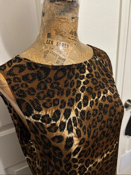 No Boundaries leopard shimmery dress large has stretch vintage Y2K boho chic - Picture 3 of 7